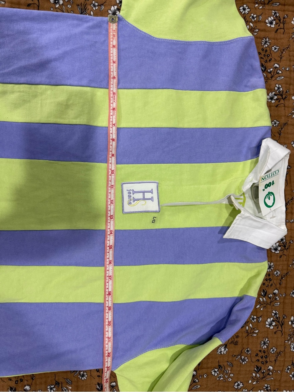 Deadstock 90s Vintage HS Jeans Block Striped Collegiate Rugby Polo Shirt - Picture 8 of 12